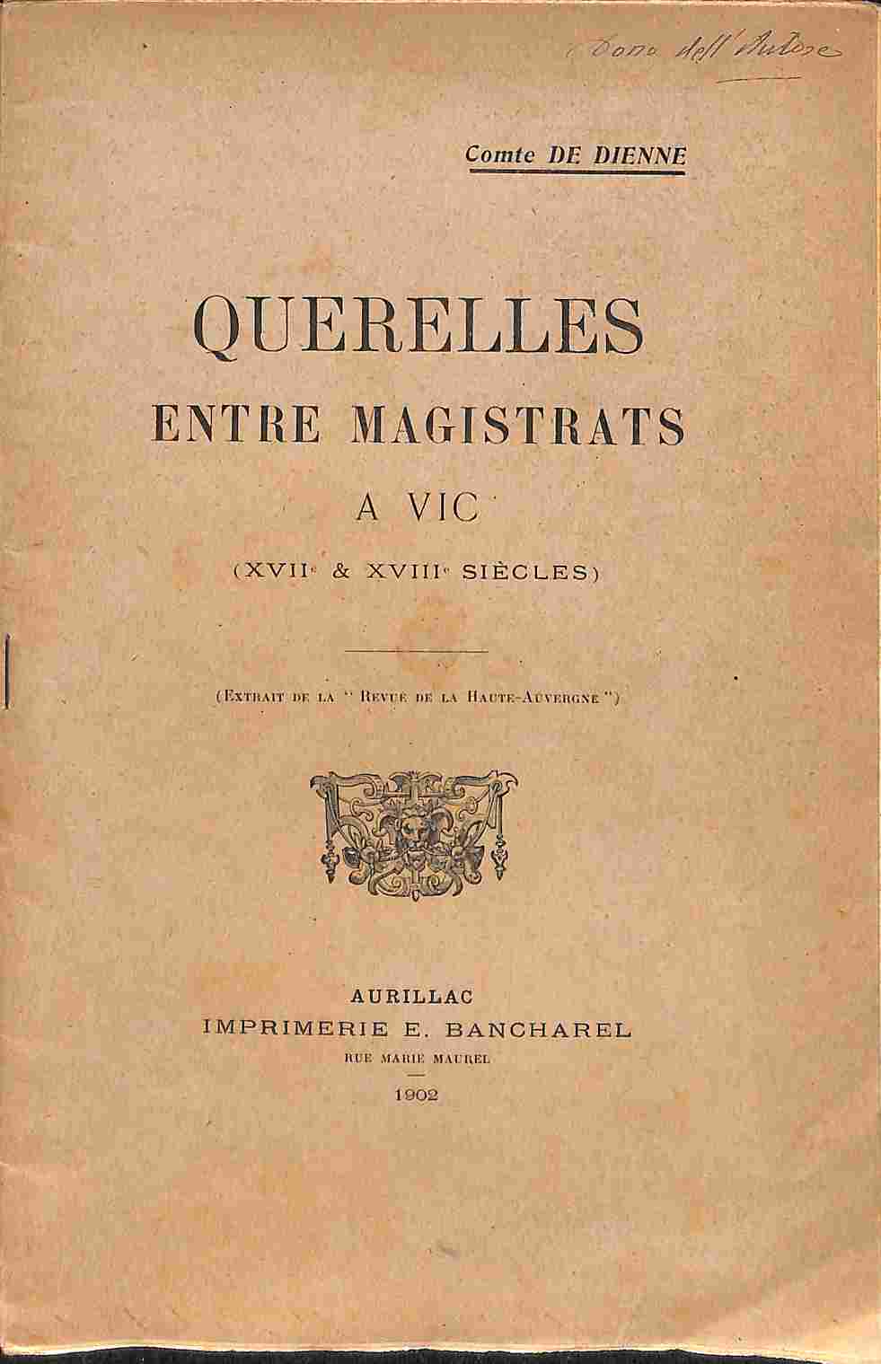 Querelles entre magistrats a Vic (XVII & XVIII siecles)